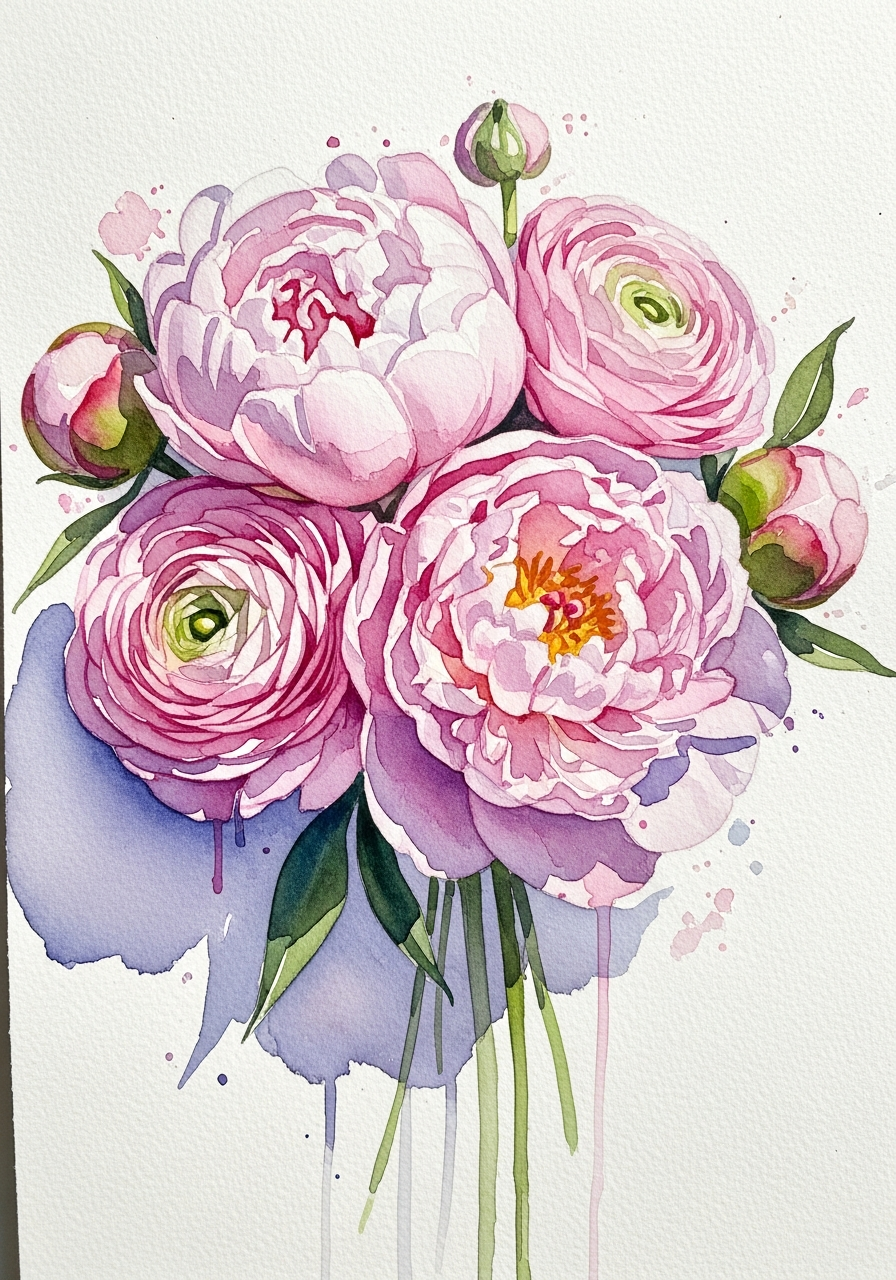 Цветы акварелью